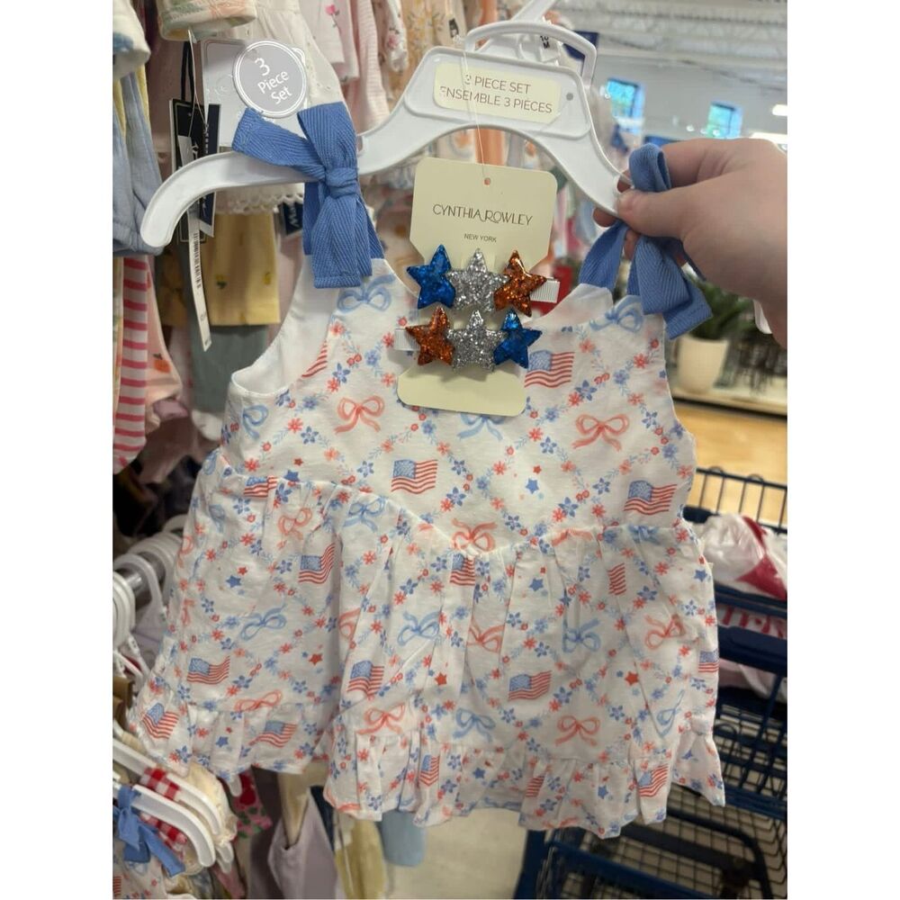 Cynthia Rowley Baby Girl Fourth of July Top Shorts Red White Blue Stars NWT 12M